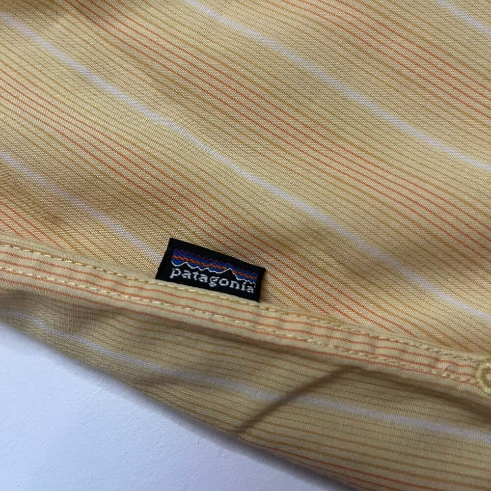 Patagonia Men's M A/C Short-Sleeve Shirt Yellow Striped Button-Down - Picture 8 of 10